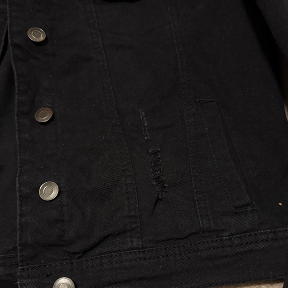 Black Distressed Denim Jacket - Picture 5 of 7